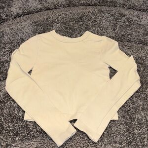 Happily Grey Small Classic solid beige tan cream Long Sleeve Top